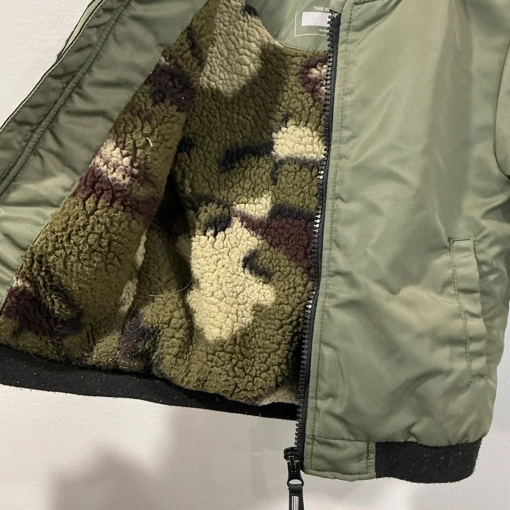 Bomber Jacket Baby 18/24 Months Olive Green Camo Fleece Lined